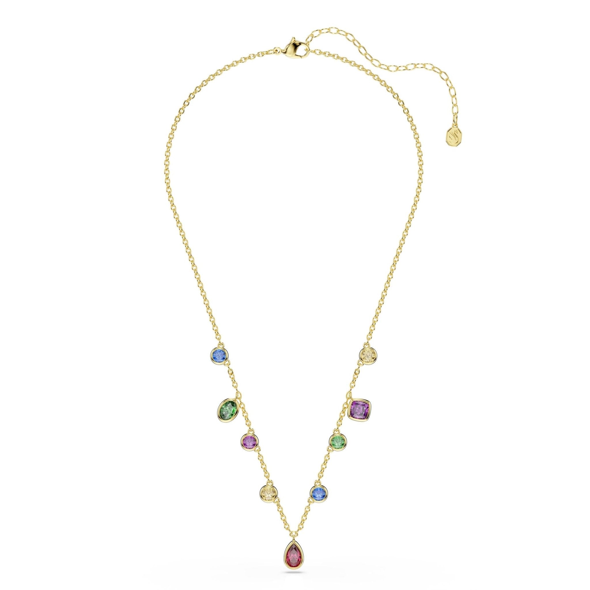 Imber necklace, Mixed cuts, Multicolored, 18K gold finish -Swarovski