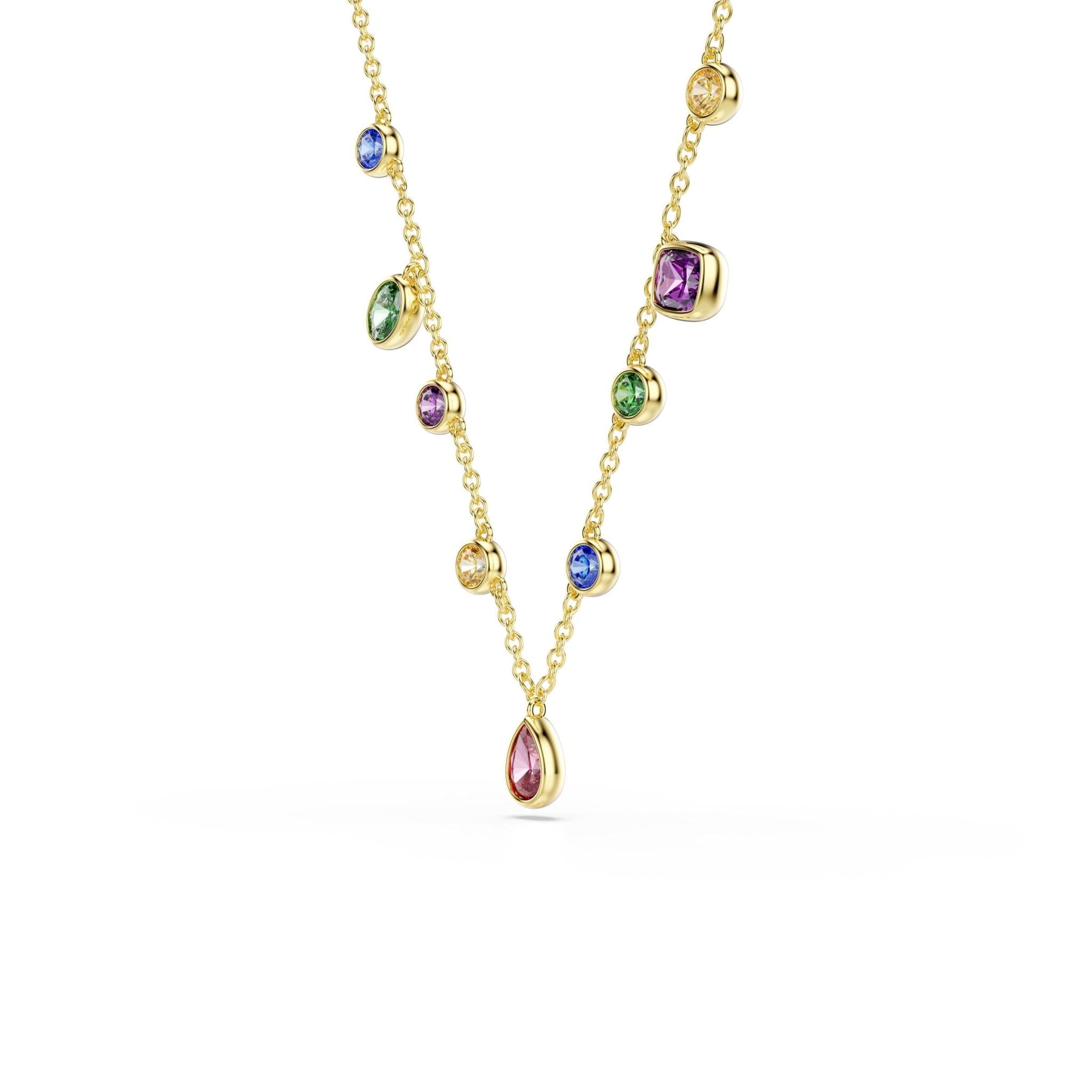 Imber necklace, Mixed cuts, Multicolored, 18K gold finish -Swarovski