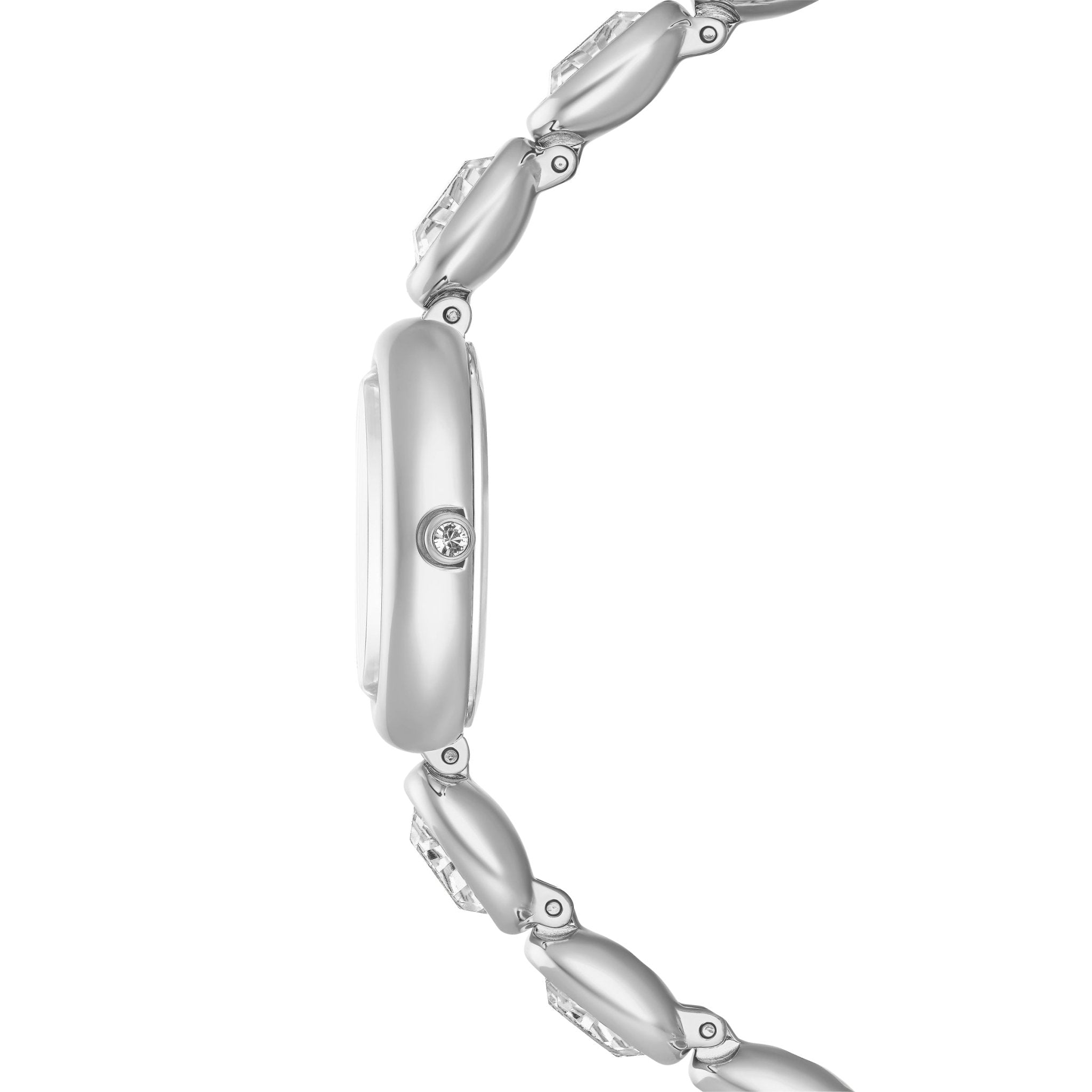 Imber oval watch, Swiss Made, Metal bracelet, Silver tone, Stainless steel -Swarovski