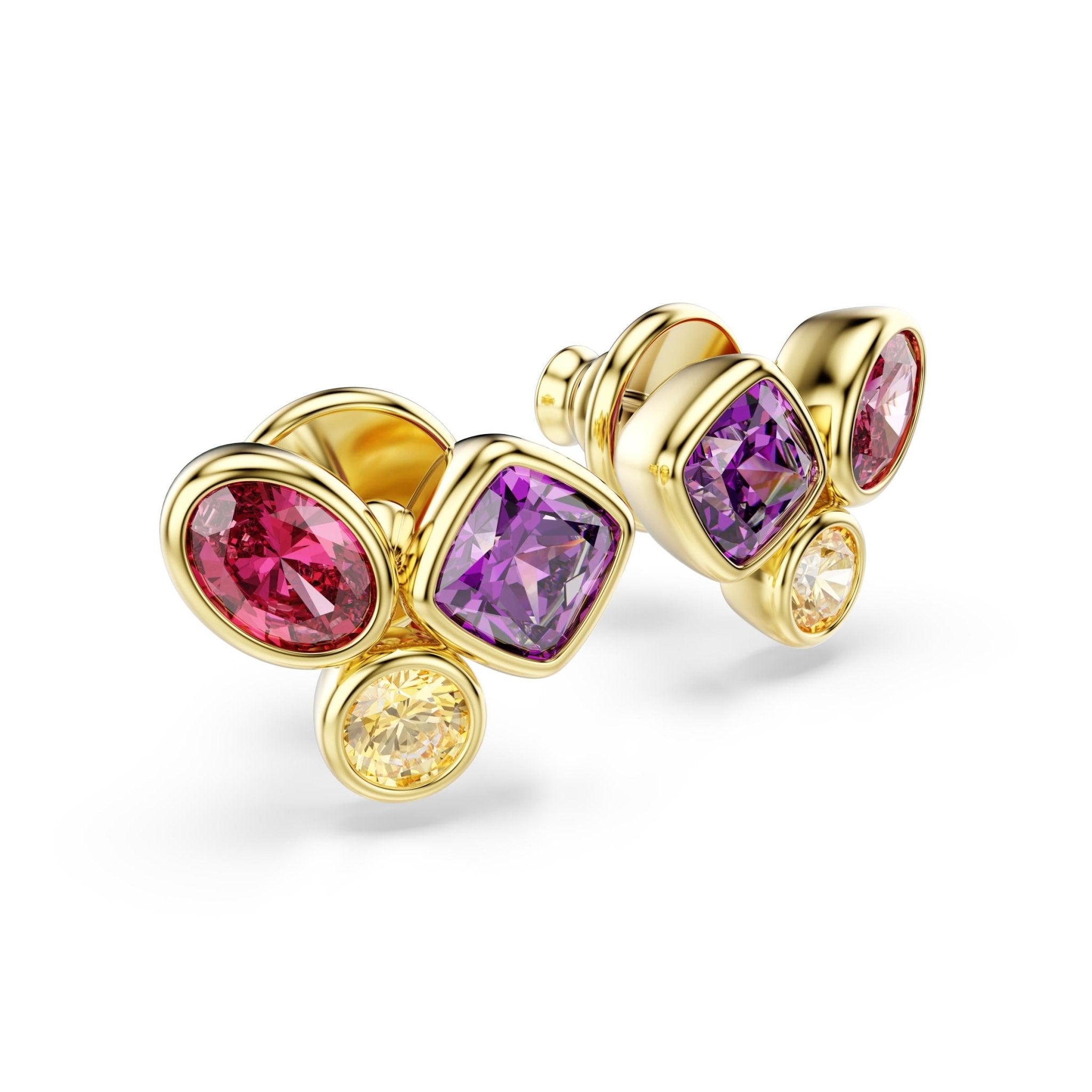 Imber stud earrings, Mixed cuts, Multicolored, 18K gold finish -Swarovski