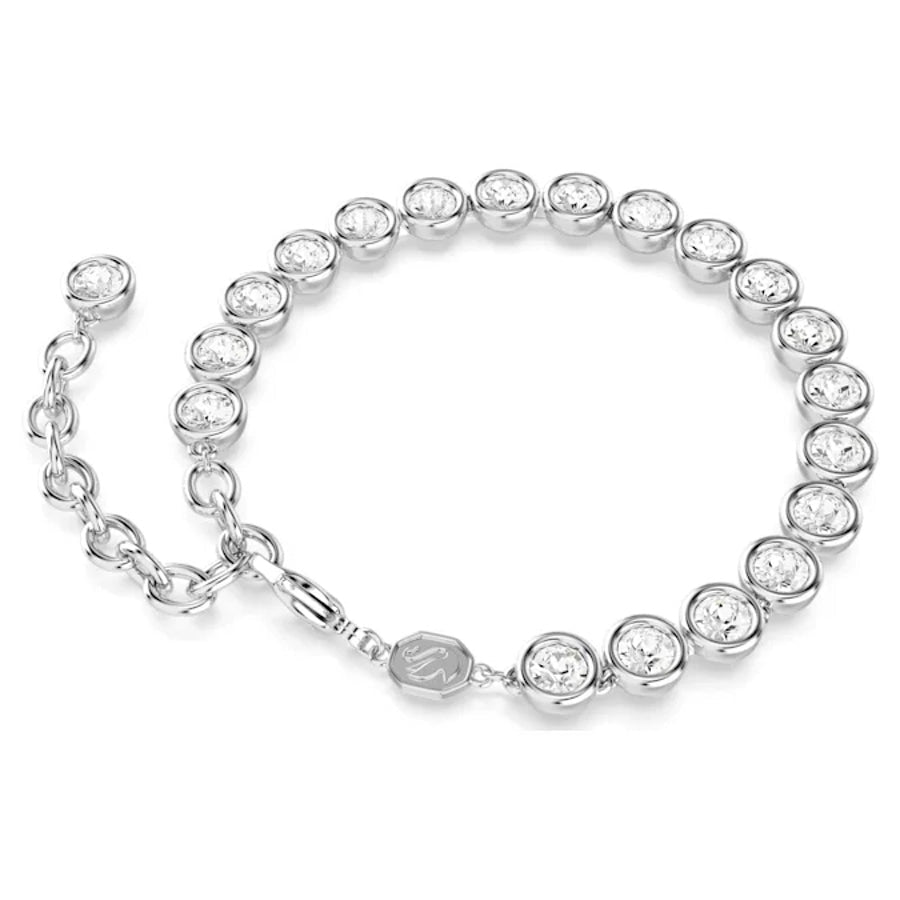 Imber Tennis Bracelet Round Cut White Rhodium plated -Swarovski