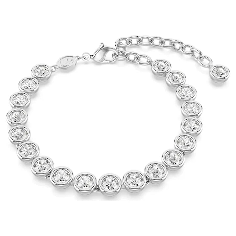 Imber Tennis Bracelet Round Cut White Rhodium plated -Swarovski