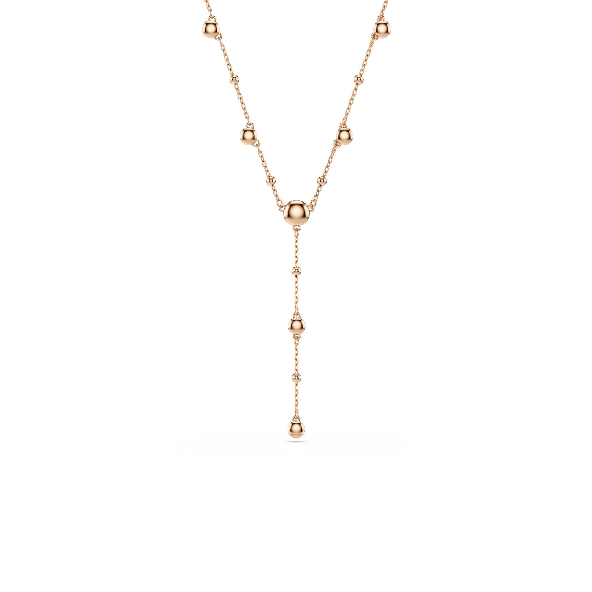 Imber Y necklace, Round cut, White, 18K rose gold finish -Swarovski