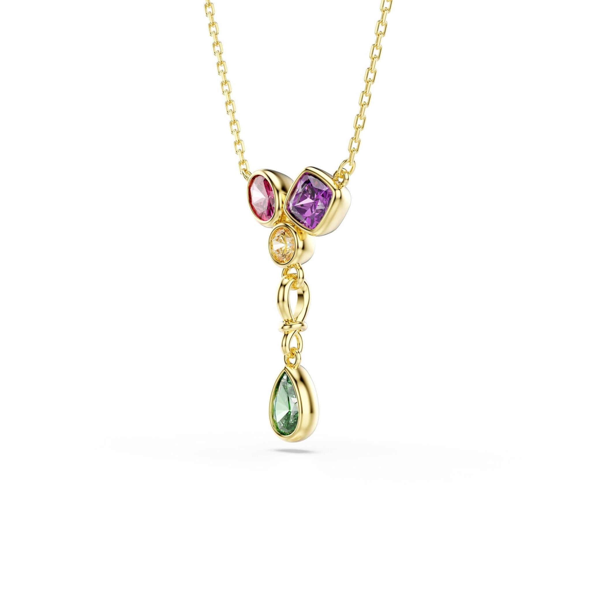 Imber Y pendant, Mixed cuts, Multicolored, 18K gold finish -Swarovski