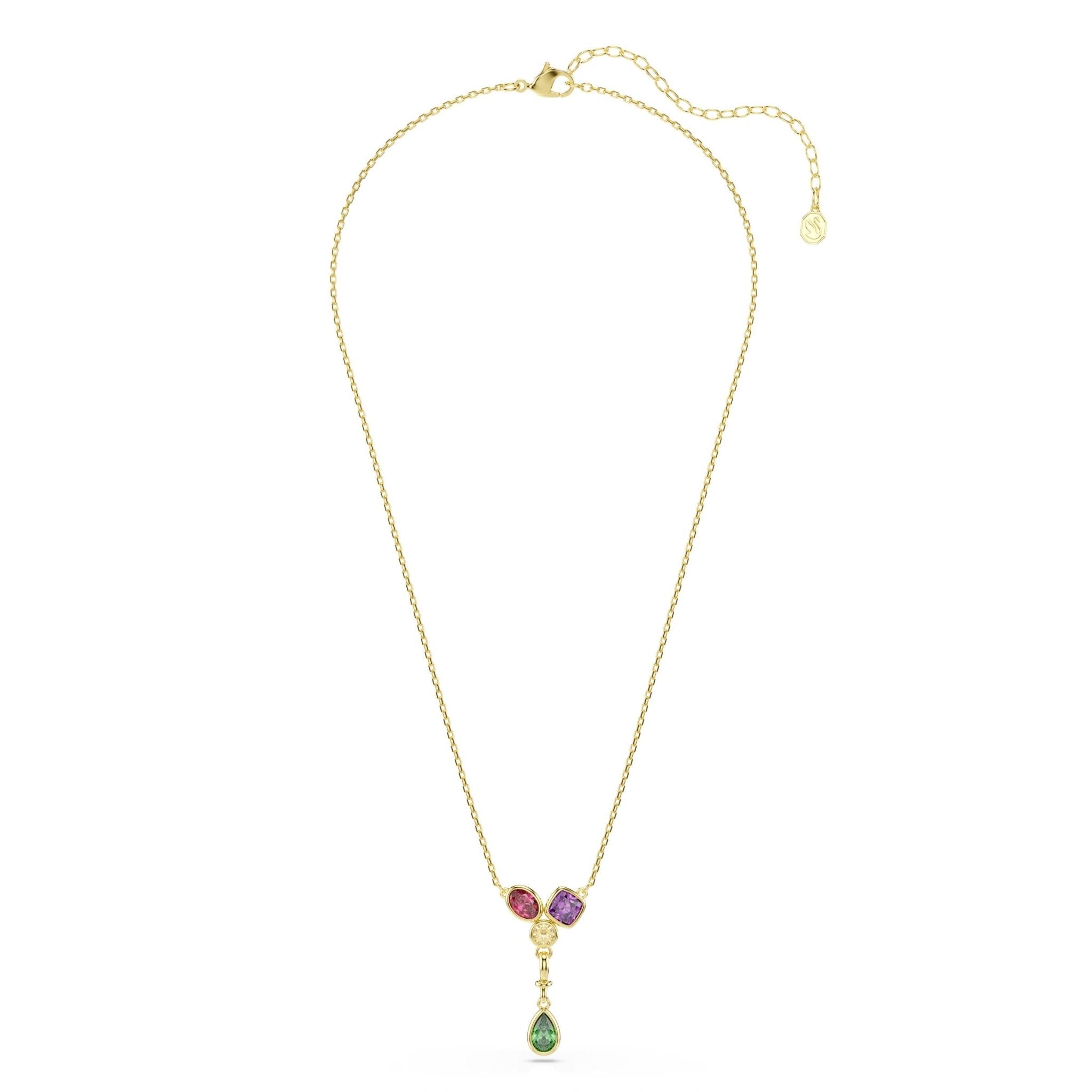 Imber Y pendant, Mixed cuts, Multicolored, 18K gold finish -Swarovski