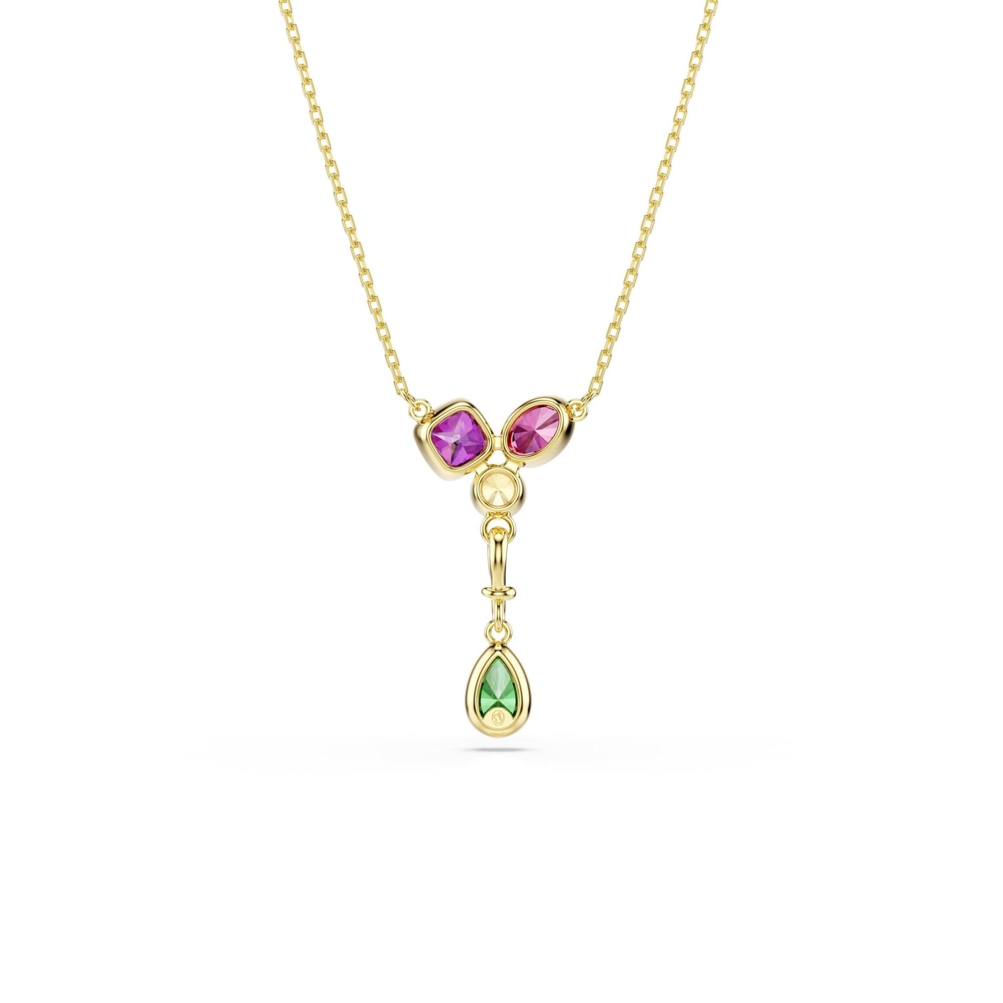 Imber Y pendant, Mixed cuts, Multicolored, 18K gold finish -Swarovski