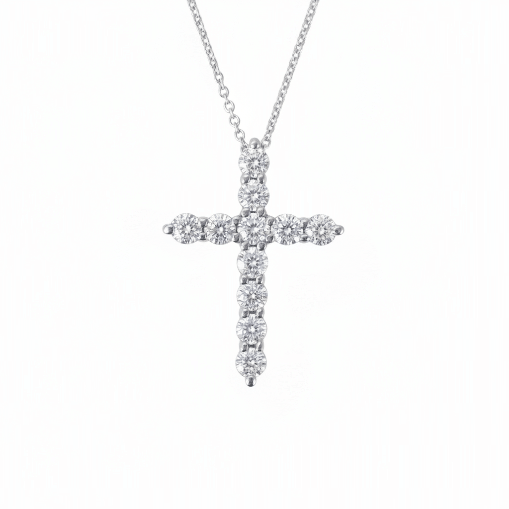 Lab Grown Diamond 9CT White Gold Cross Pendant -Lab Grown Diamonds
