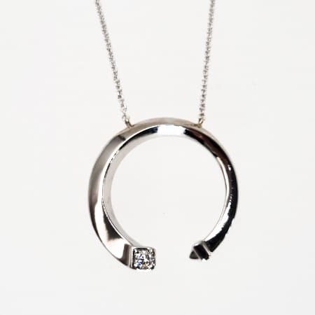 Lab Grown Diamond 9CT White Gold Half Circle Pendant -Lab Grown Diamonds