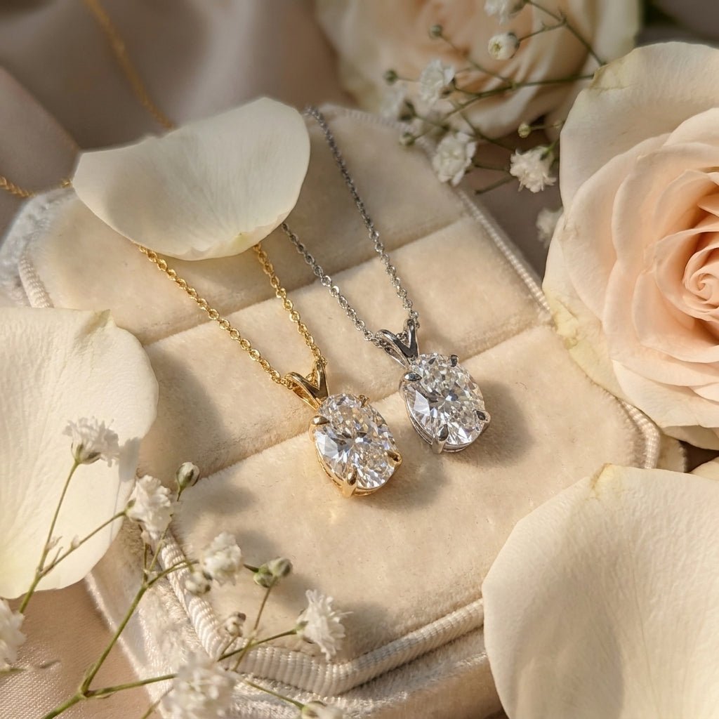 Lab Grown Diamond 9CT White Gold Oval Pendant -Lab Grown Diamonds