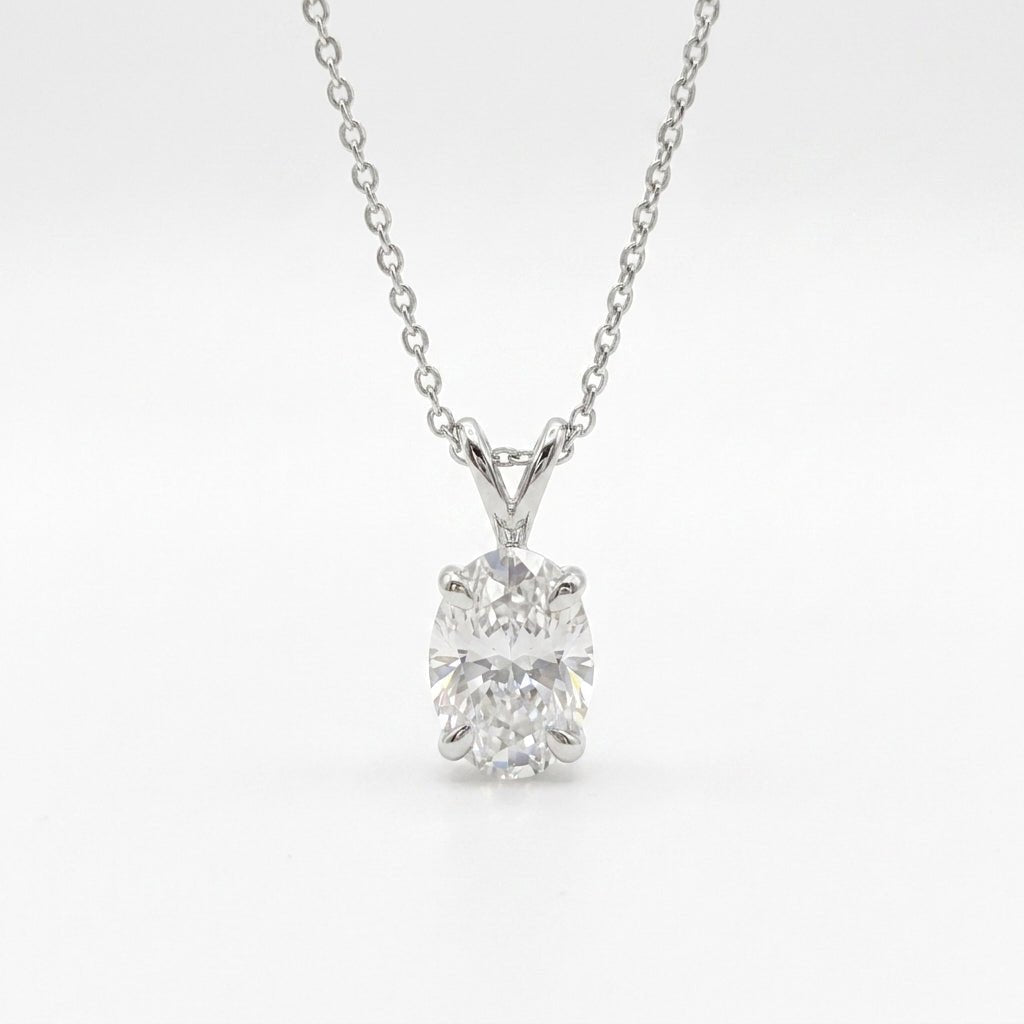 Lab Grown Diamond 9CT White Gold Oval Pendant -Lab Grown Diamonds