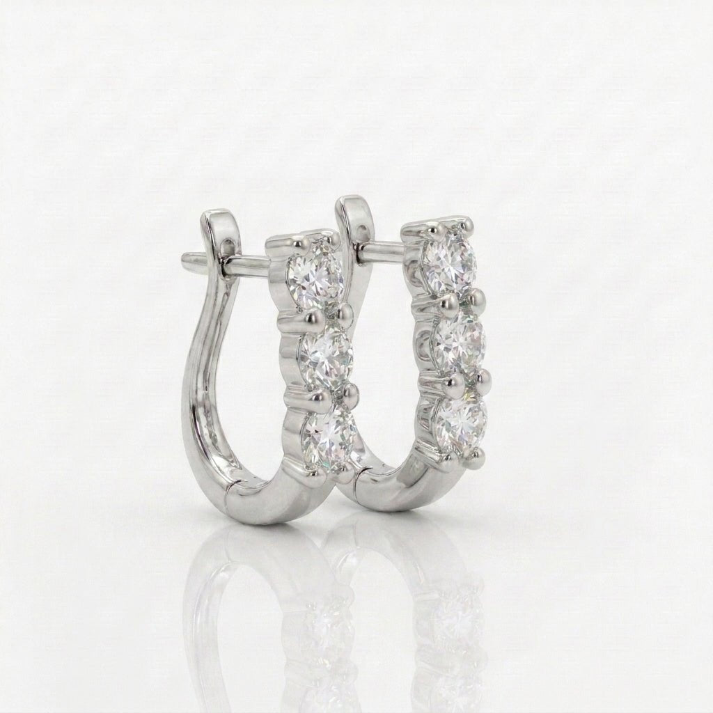 Lab Grown Diamond 9CT White Gold Straight Huggies -Lab Grown Diamonds