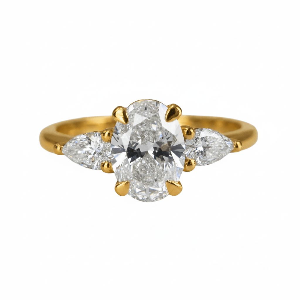 Lab Grown Diamond 9CT Yellow Gold 1CT Oval Pear Ring -Lab Grown Diamonds
