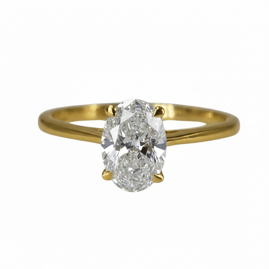 Lab Grown Diamond 9CT Yellow Gold 1CT Oval Solitaire Ring -Lab Grown Diamonds