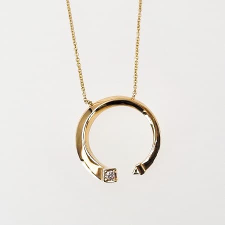 Lab Grown Diamond 9CT Yellow Gold Half Circle Pendant -Lab Grown Diamonds