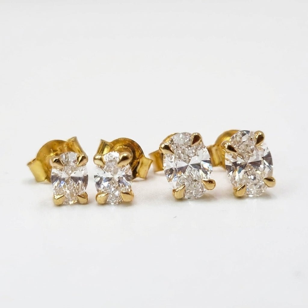 Lab Grown Diamond 9CT Yellow Gold Oval Studs -Lab Grown Diamonds