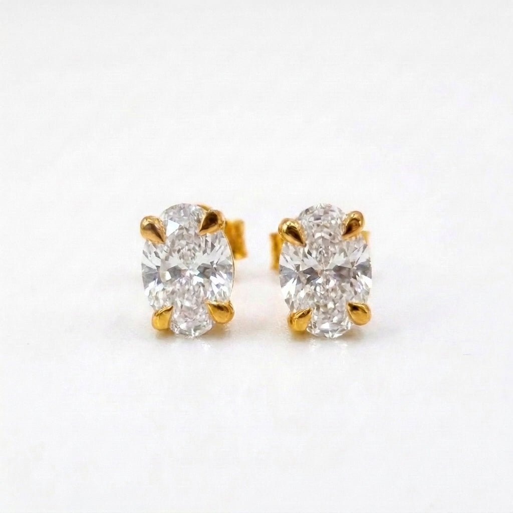 Lab Grown Diamond 9CT Yellow Gold Oval Studs -Lab Grown Diamonds