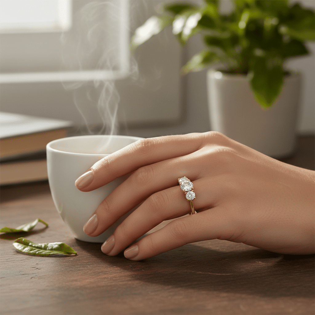 Lab Grown Diamond 9CT Yellow Gold Trilogy Ring -Lab Grown Diamonds