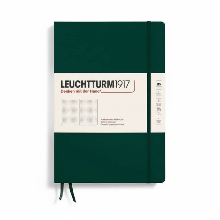 Leuchtturm1917 Notebook Composition (B5), Hardcover, 219 numbered pages, Forest Green, dotted -Leuchtturm