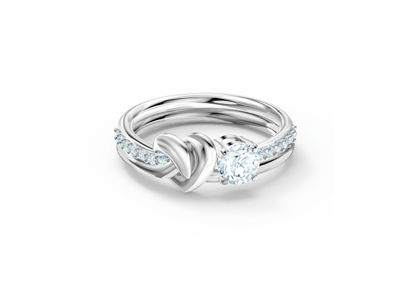 Lifelong Heart Ring, White, Rhodium Plated -Swarovski