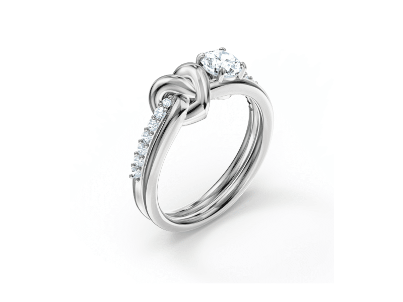 Lifelong Heart Ring, White, Rhodium Plated -Swarovski