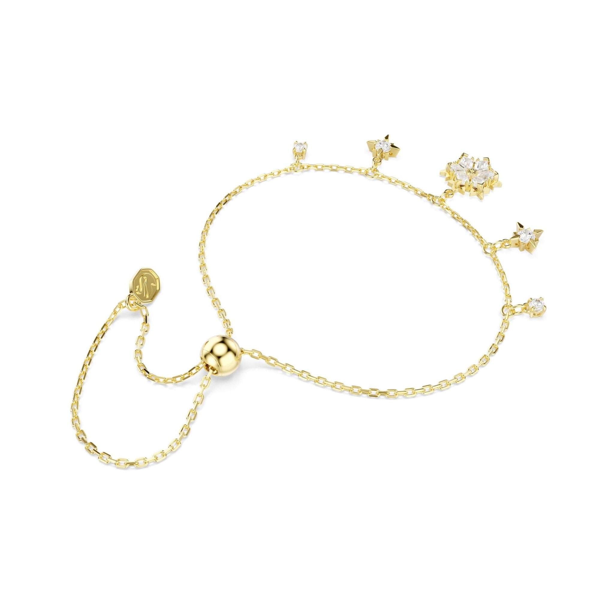 Magic bracelet, Mixed cuts, Snowflake, White, 18K gold finish -Swarovski