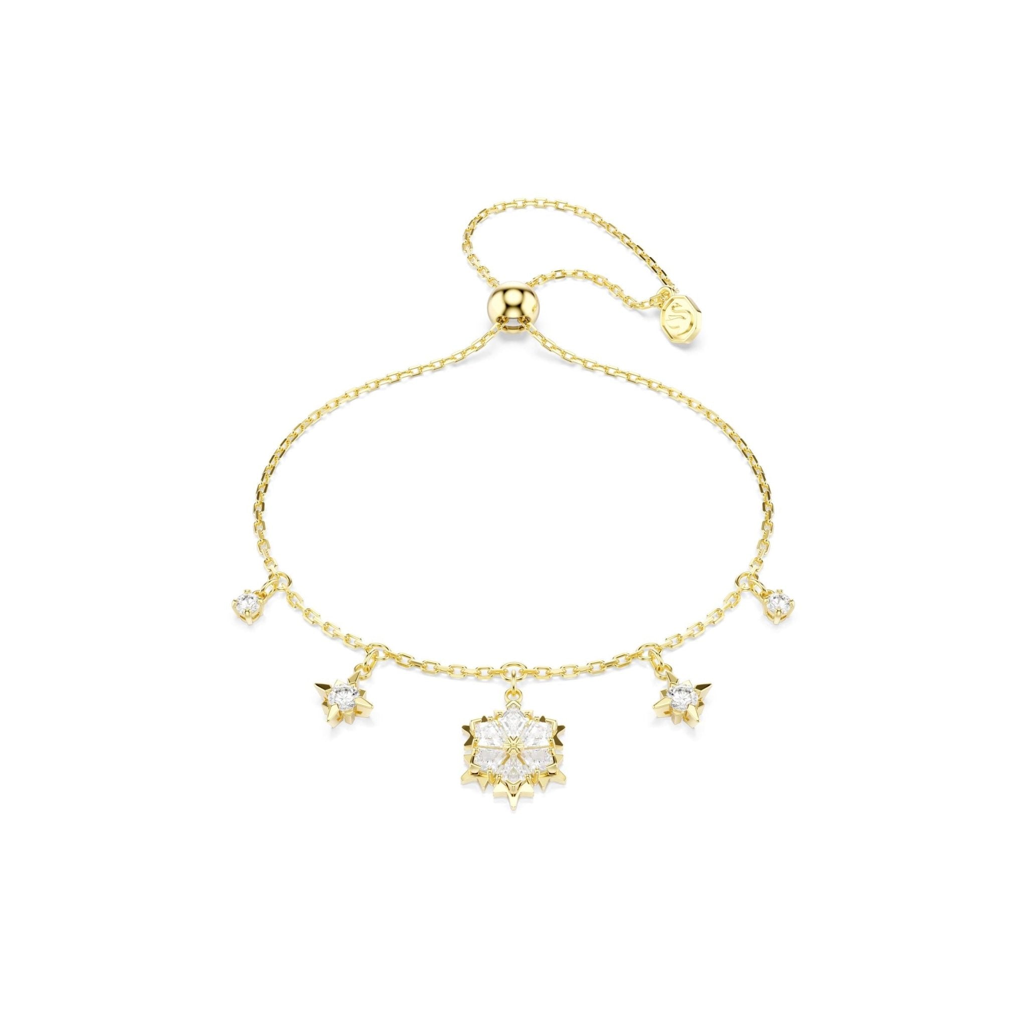 Magic bracelet, Mixed cuts, Snowflake, White, 18K gold finish -Swarovski