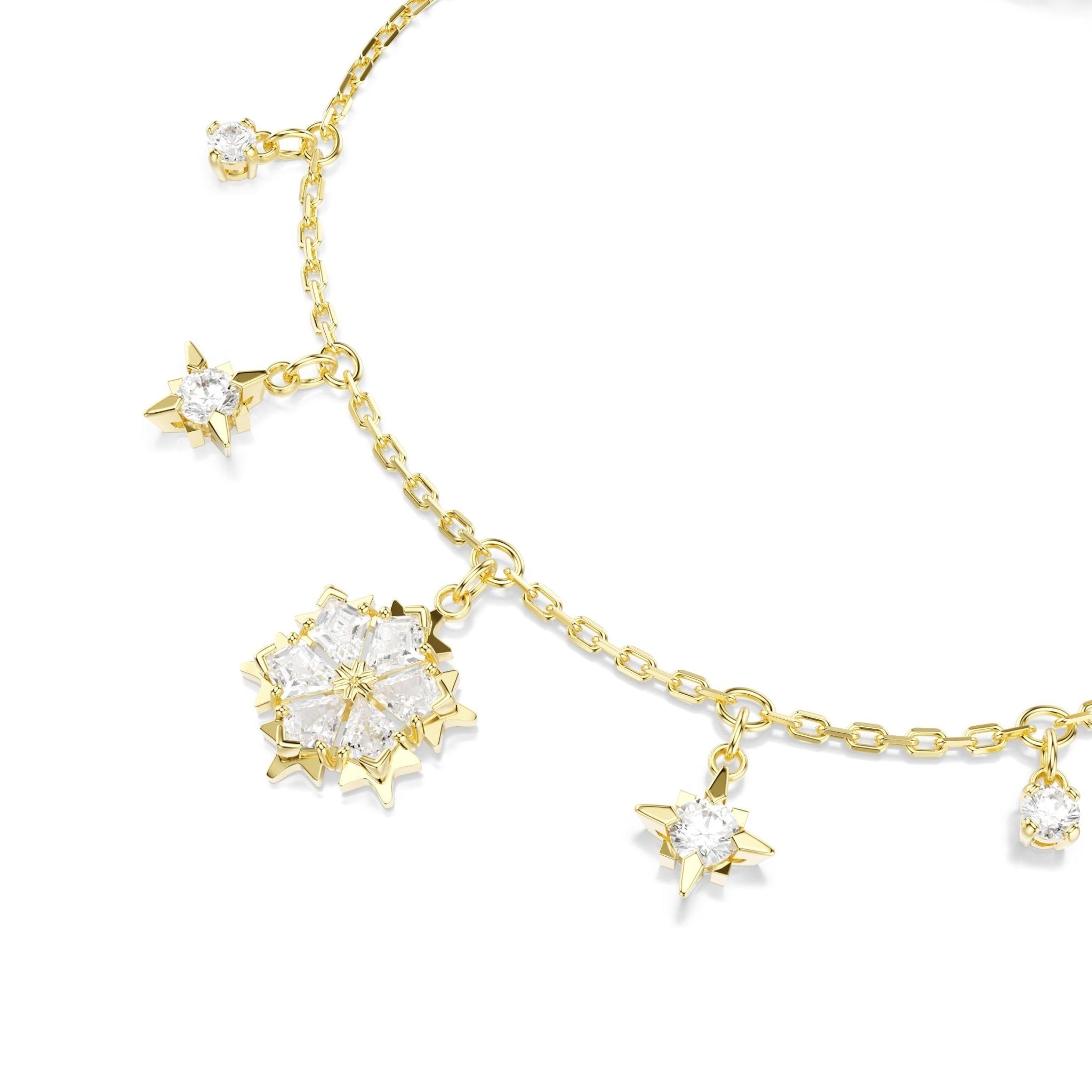 Magic bracelet, Mixed cuts, Snowflake, White, 18K gold finish -Swarovski