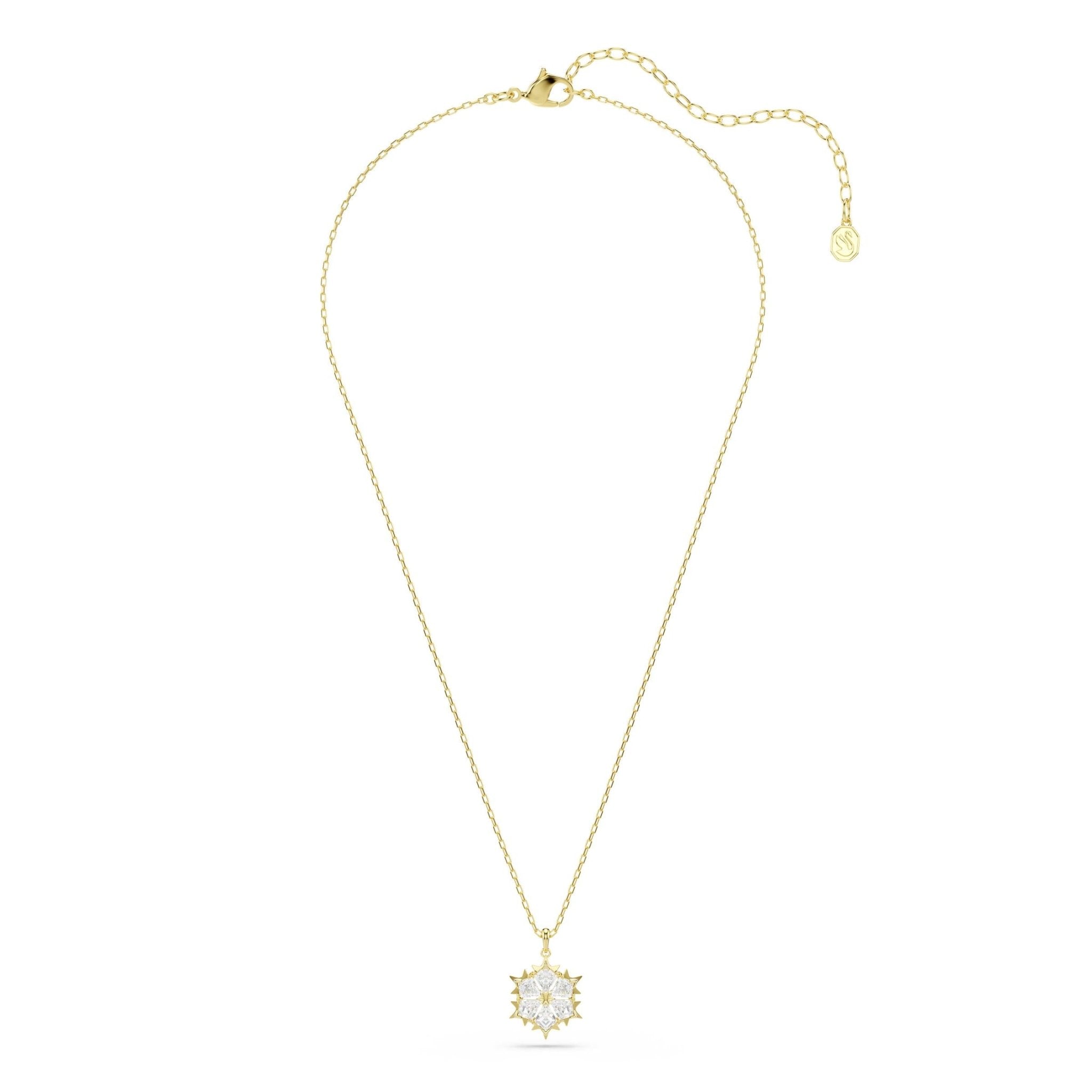 Magic pendant, Mixed cuts, Snowflake, White, 18K gold finish -Swarovski