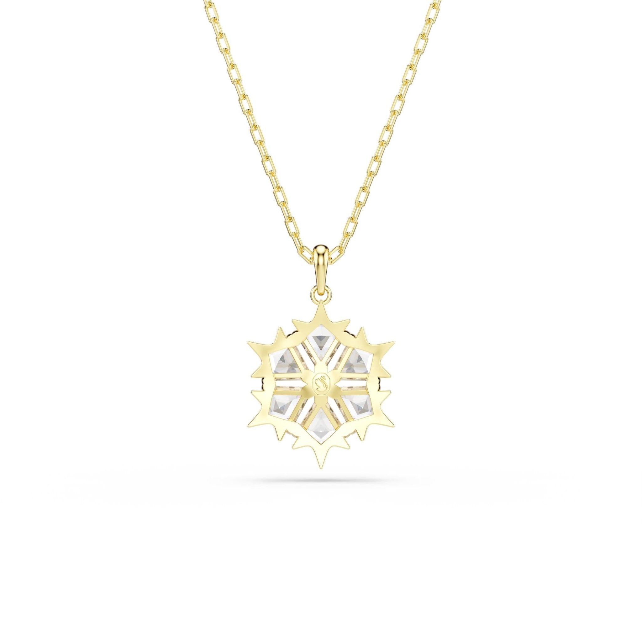 Magic pendant, Mixed cuts, Snowflake, White, 18K gold finish -Swarovski