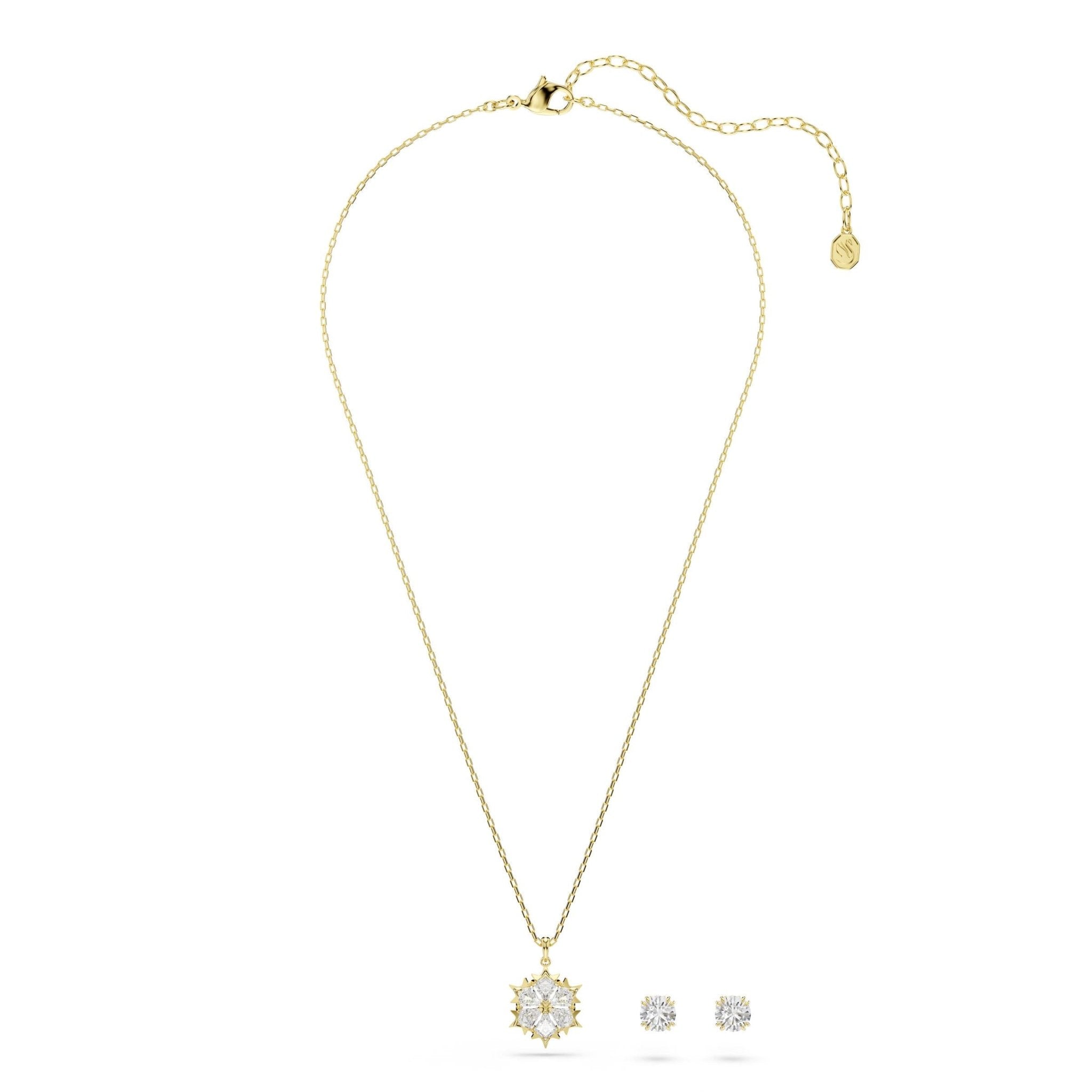 Magic set, Set (2), Mixed cuts, Snowflake, White, 18K gold finish -Swarovski