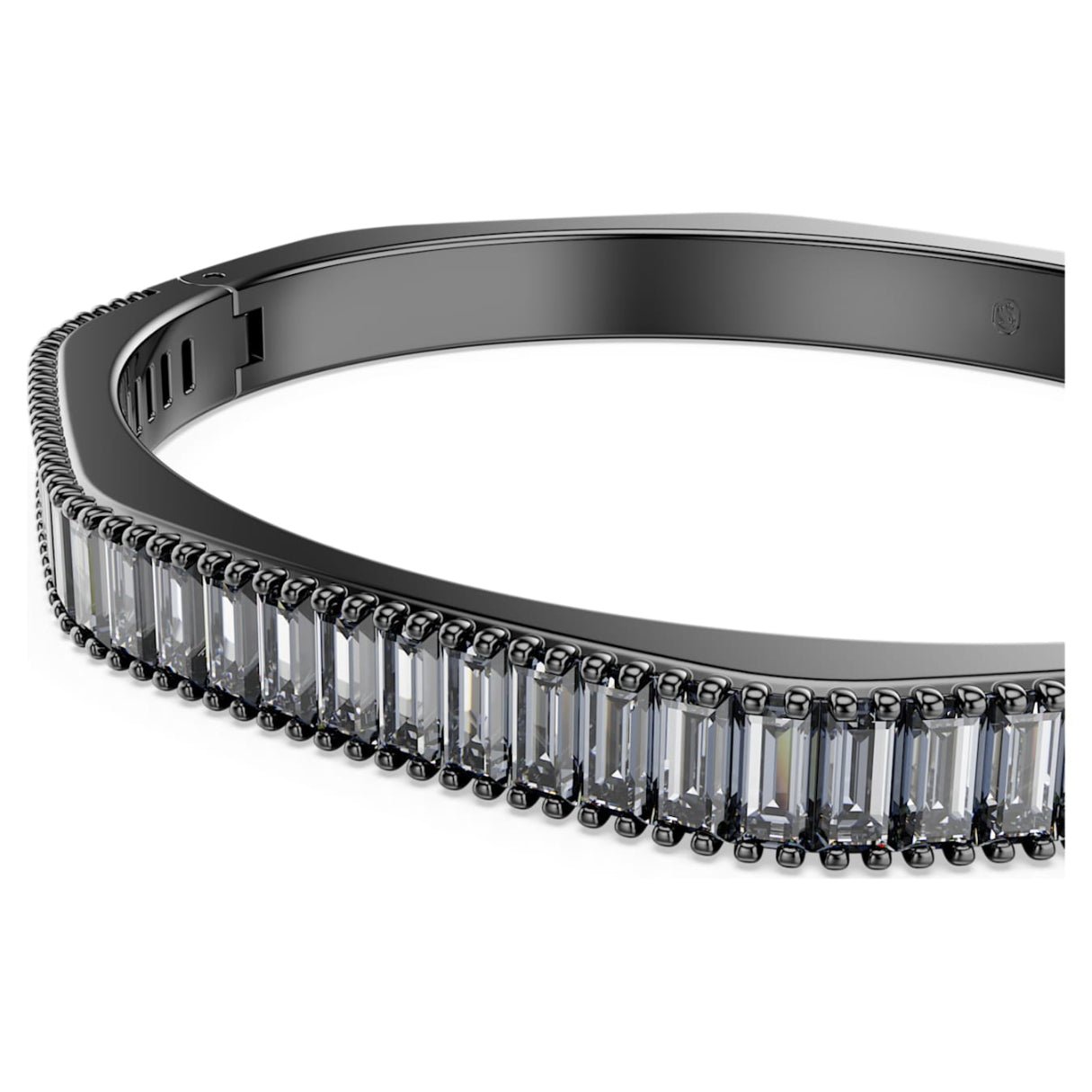Matrix bangle Baguette cut, Octagon shape, Grey, Ruthenium plated -Swarovski
