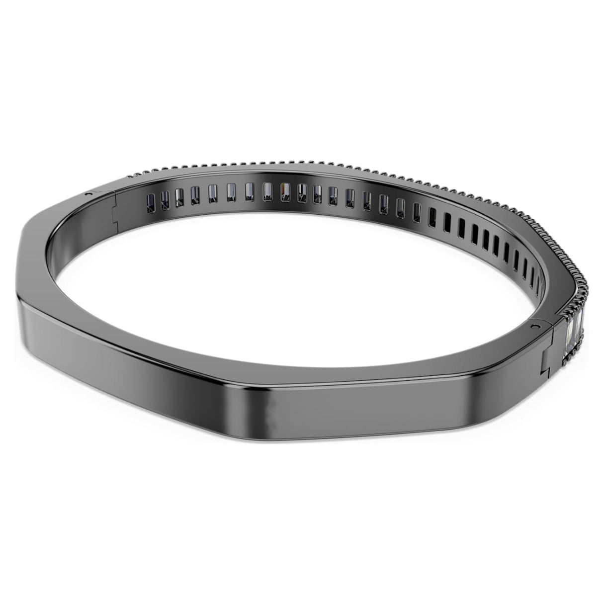 Matrix bangle, Baguette cut, Octagon shape, Grey, Ruthenium plated