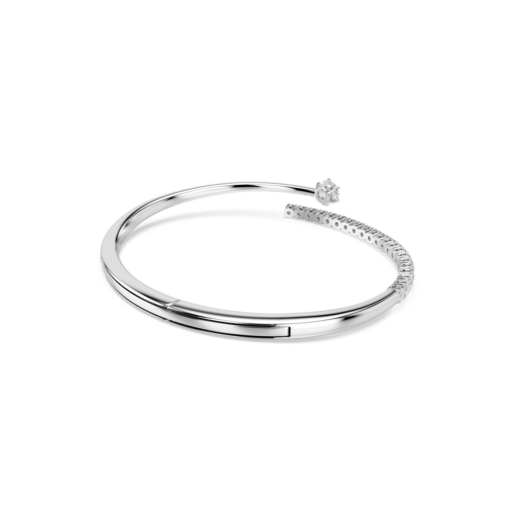 Matrix bangle, Round cut, White, Rhodium plated -Swarovski