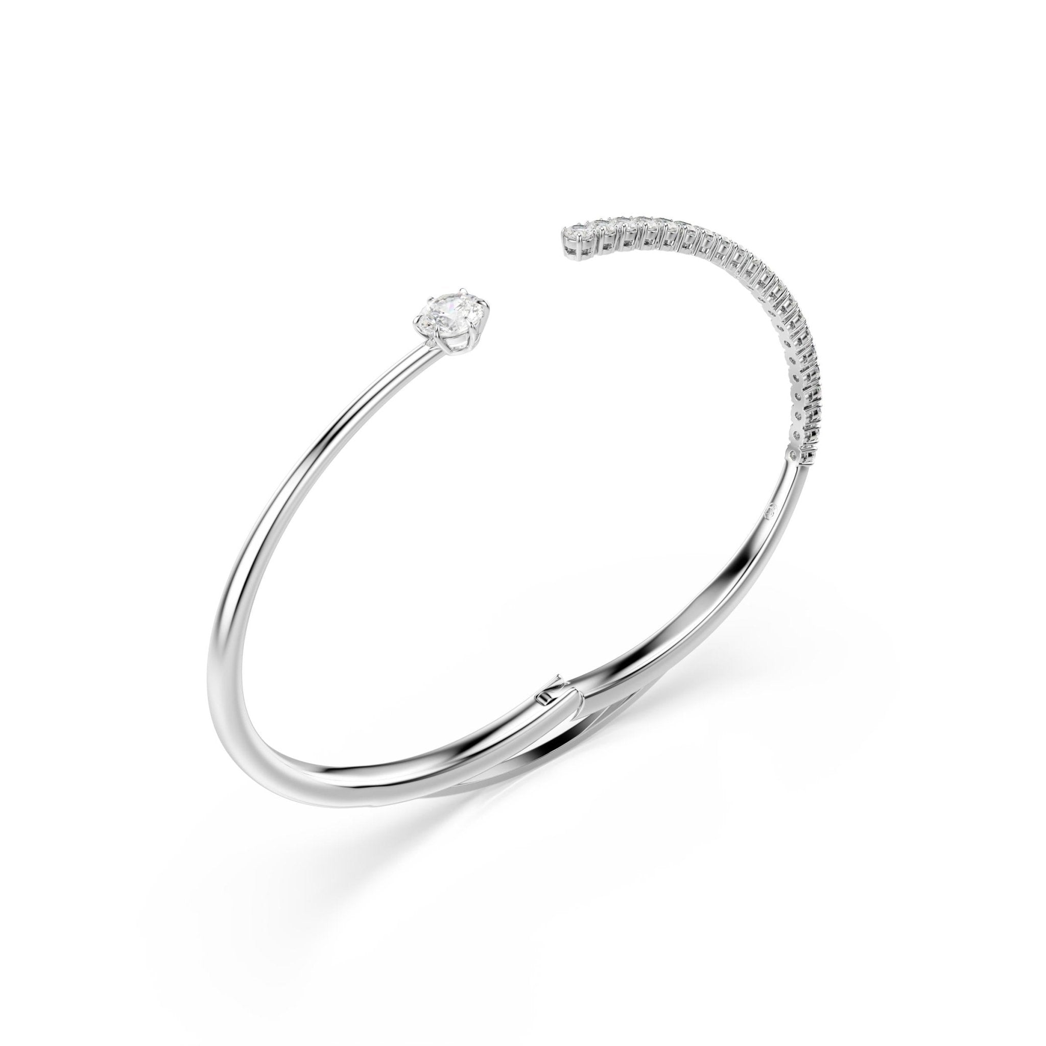 Matrix bangle, Round cut, White, Rhodium plated -Swarovski