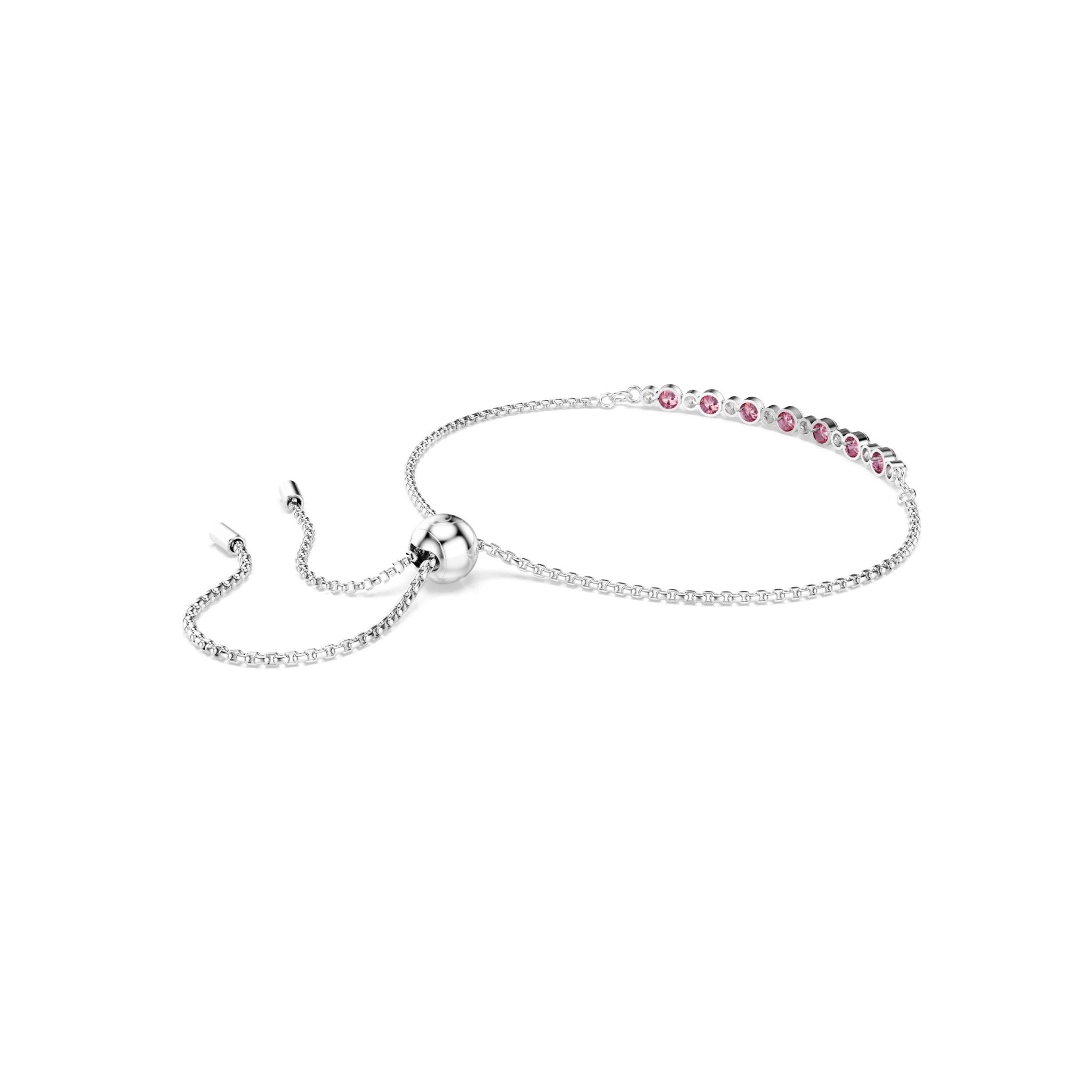 Matrix bracelet, Round cut, Pink, Rhodium plated -Swarovski