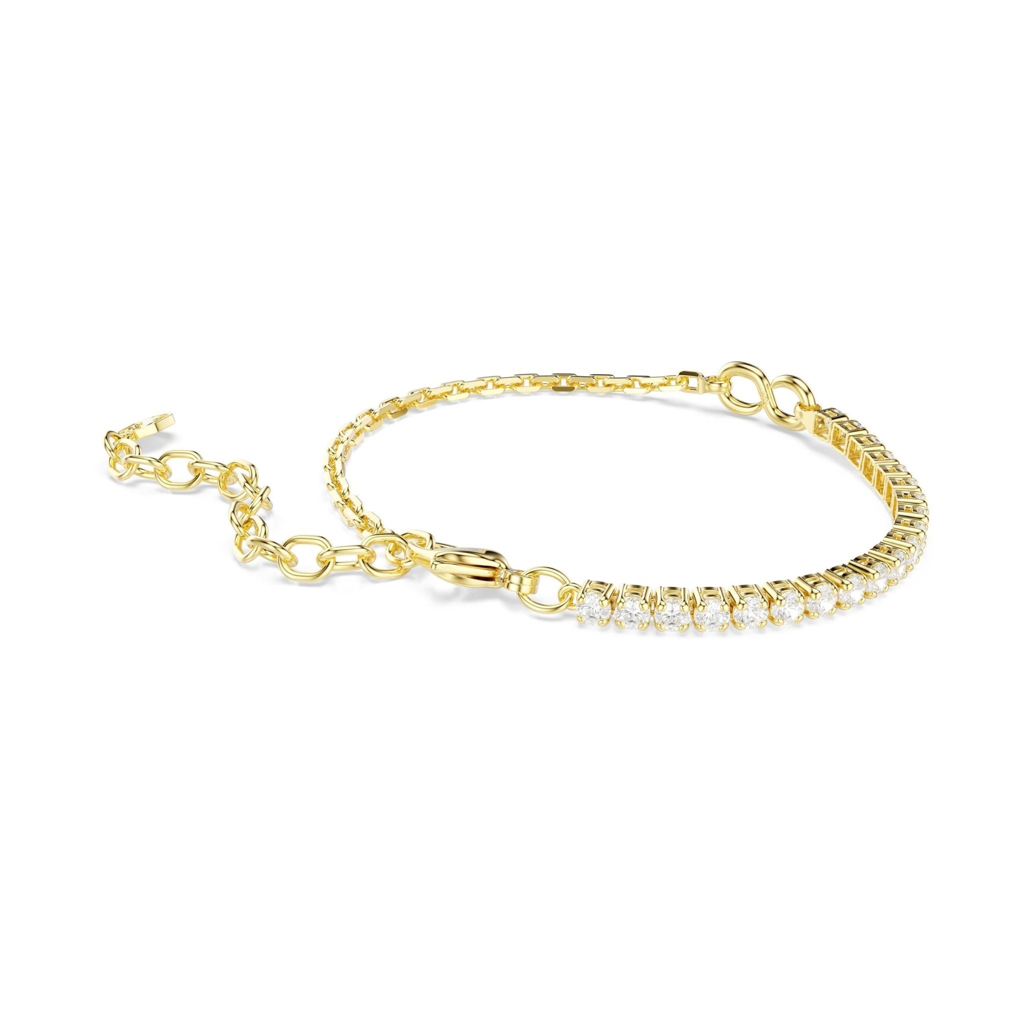 Matrix bracelet, Round cut, White, 18K gold finish -Swarovski