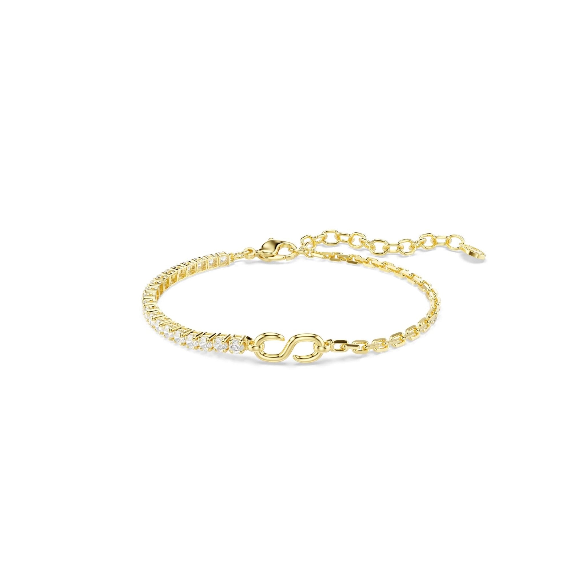 Matrix bracelet, Round cut, White, 18K gold finish -Swarovski