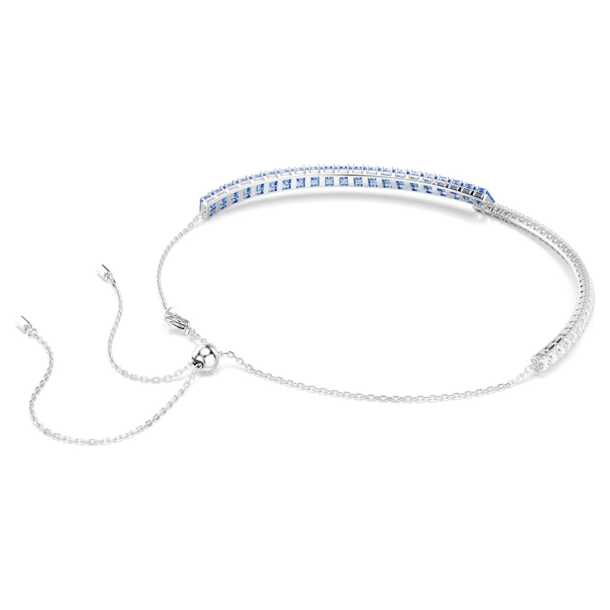 Matrix choker Mixed cuts, Blue, Rhodium plated -Swarovski