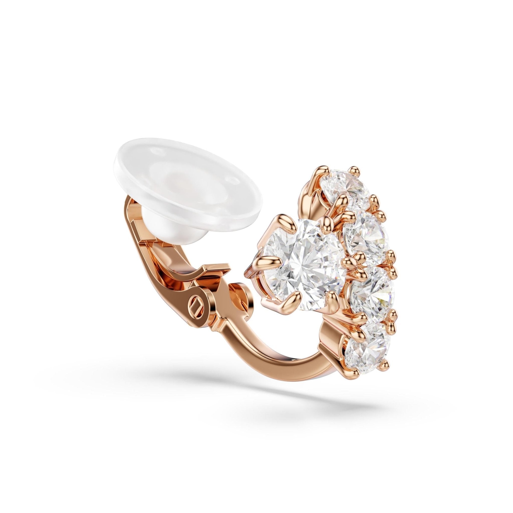 Matrix clip earrings, Round cut, White, 18K rose gold finish -Swarovski