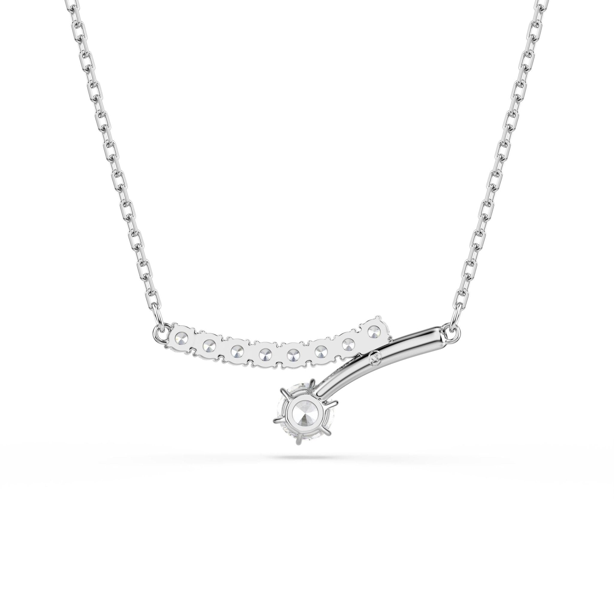 Matrix Crash necklace, Round cut, White, Rhodium plated - Swarovski