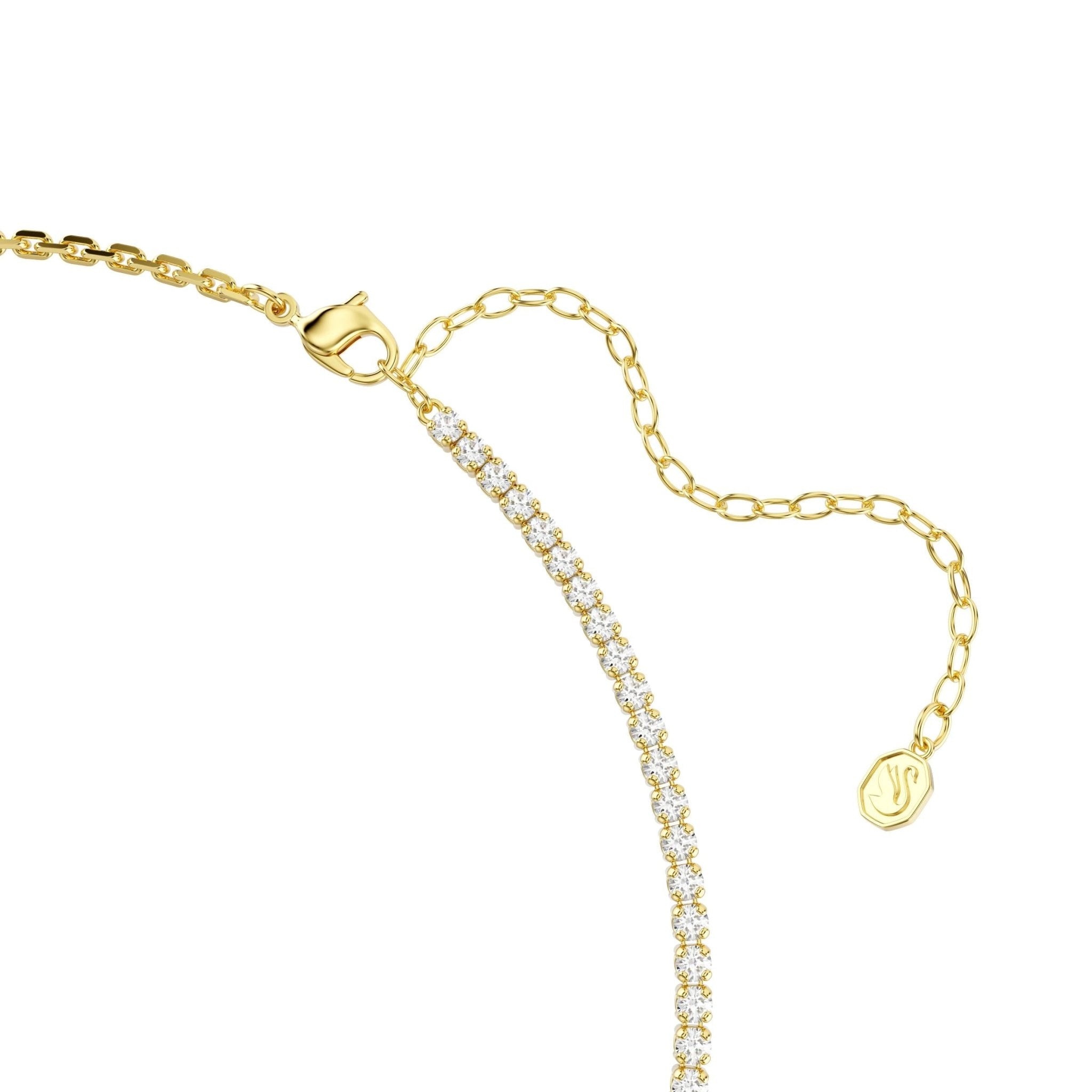 Matrix necklace, Round cut, White, 18K gold finish -Swarovski