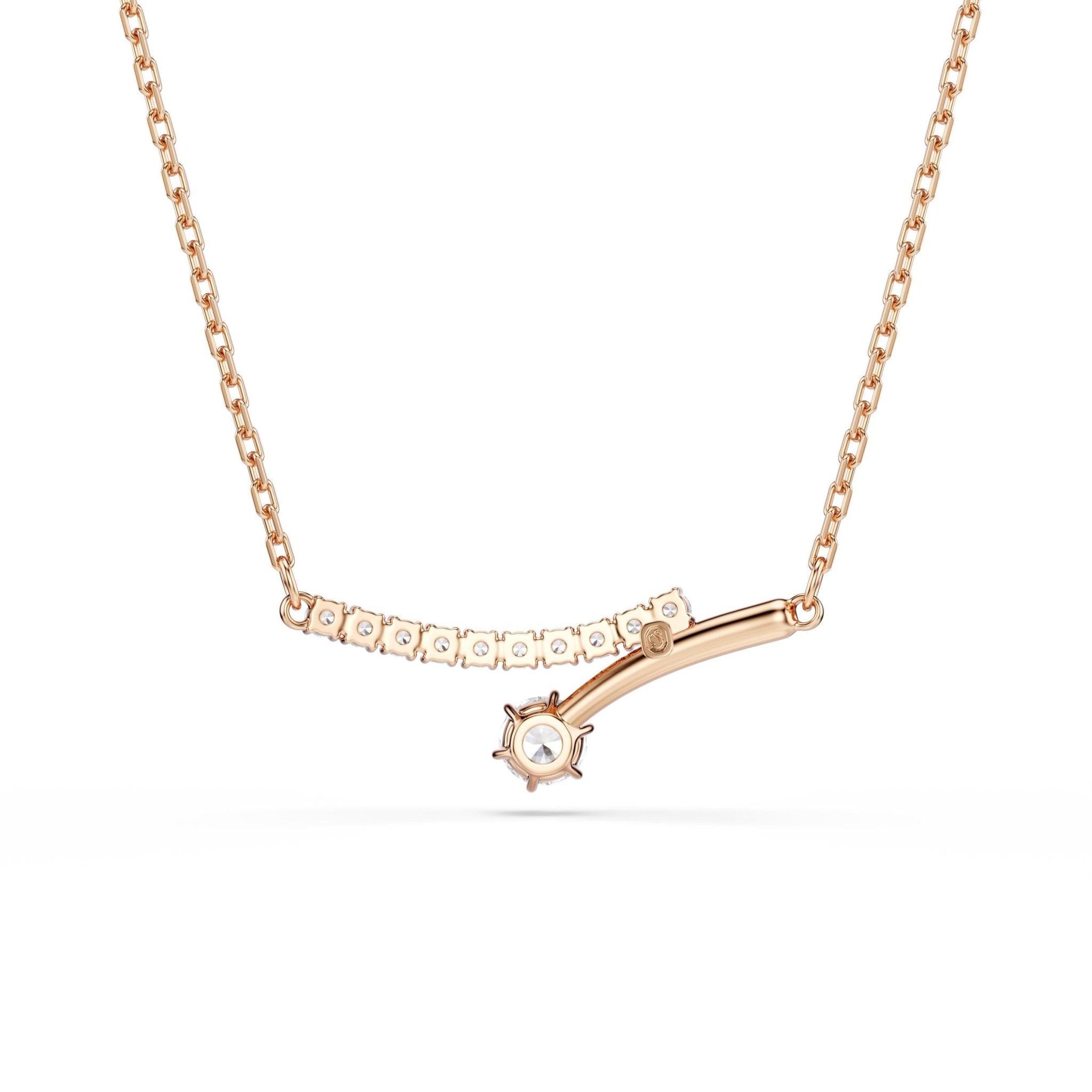 Matrix necklace, Round cut, White, 18K rose gold finish -Swarovski