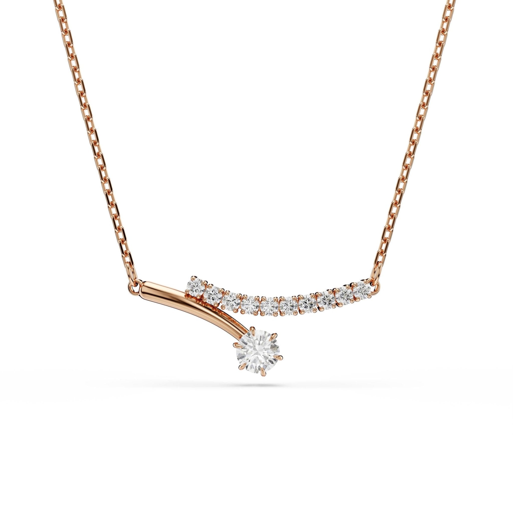 Matrix necklace, Round cut, White, 18K rose gold finish -Swarovski