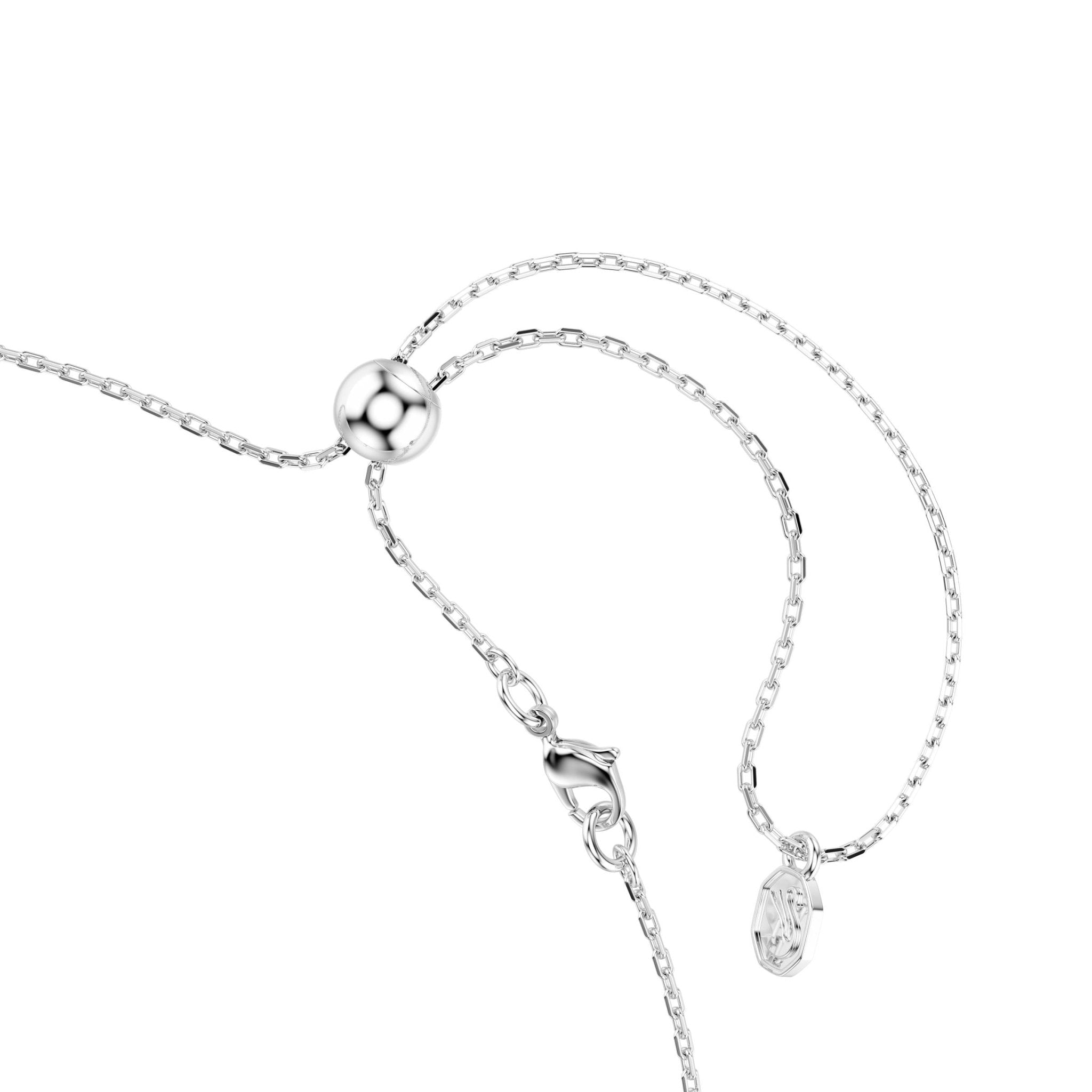 Matrix necklace, Round cut, White, Rhodium plated -Swarovski