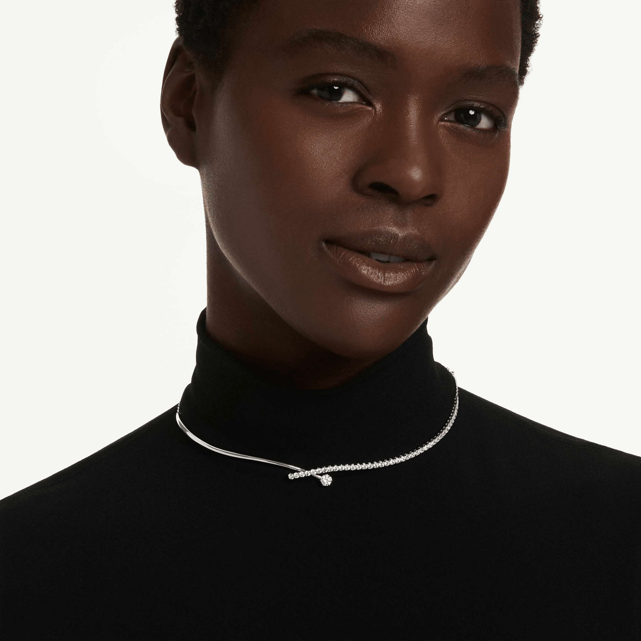 Matrix necklace, Round cut, White, Rhodium plated -Swarovski