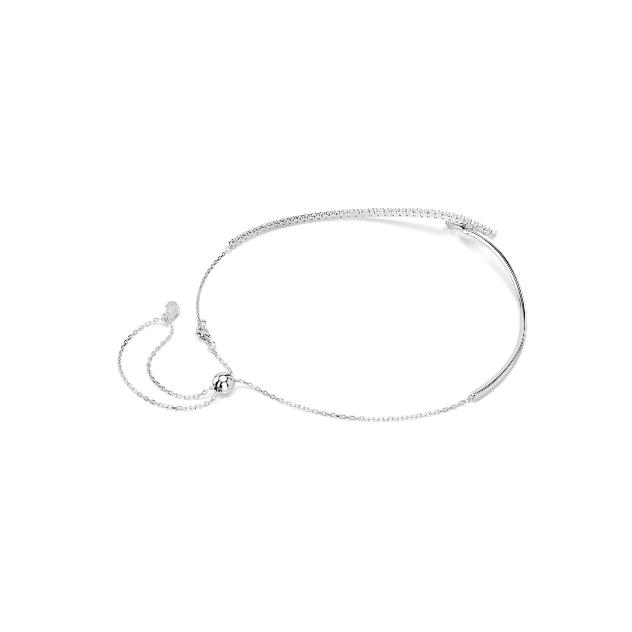 Matrix necklace, Round cut, White, Rhodium plated -Swarovski