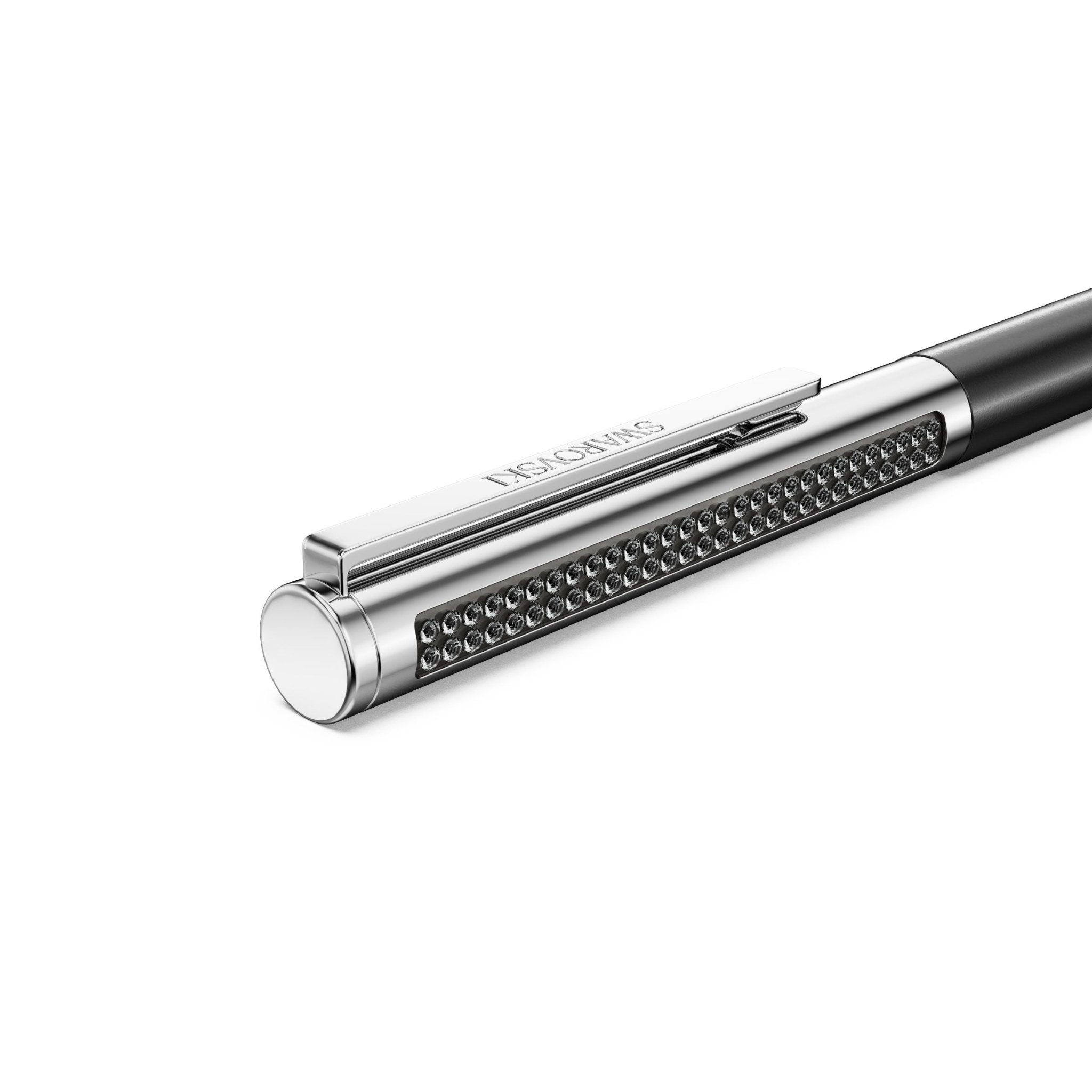 Matrix Tennis ballpoint pen, Black lacquered, Chrome plated -Swarovski