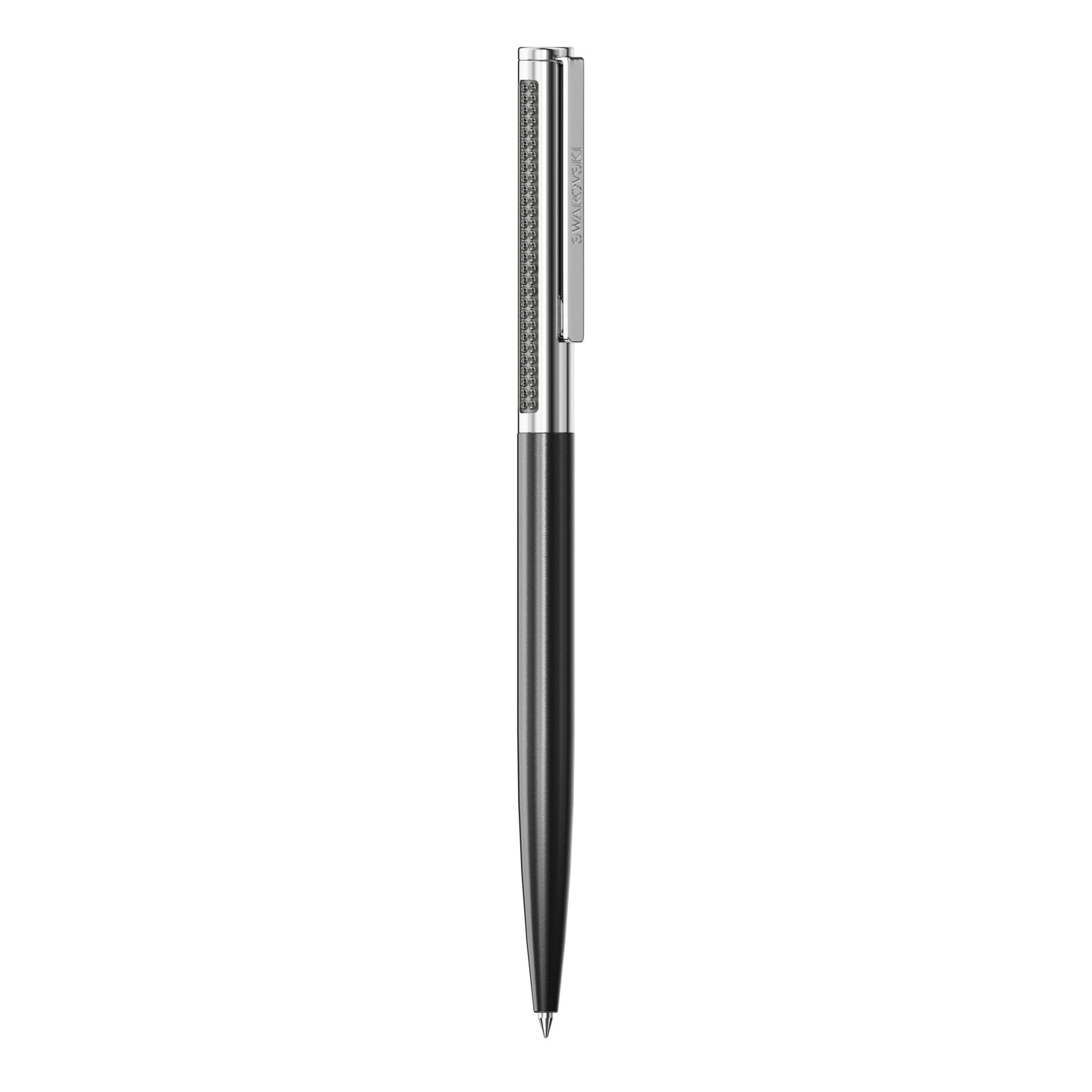 Matrix Tennis ballpoint pen, Black lacquered, Chrome plated -Swarovski