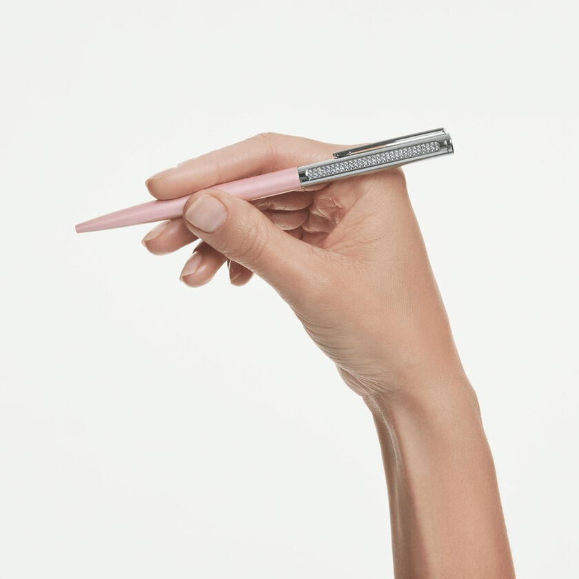 Matrix Tennis ballpoint pen, Pink lacquered, Chrome plated -Swarovski