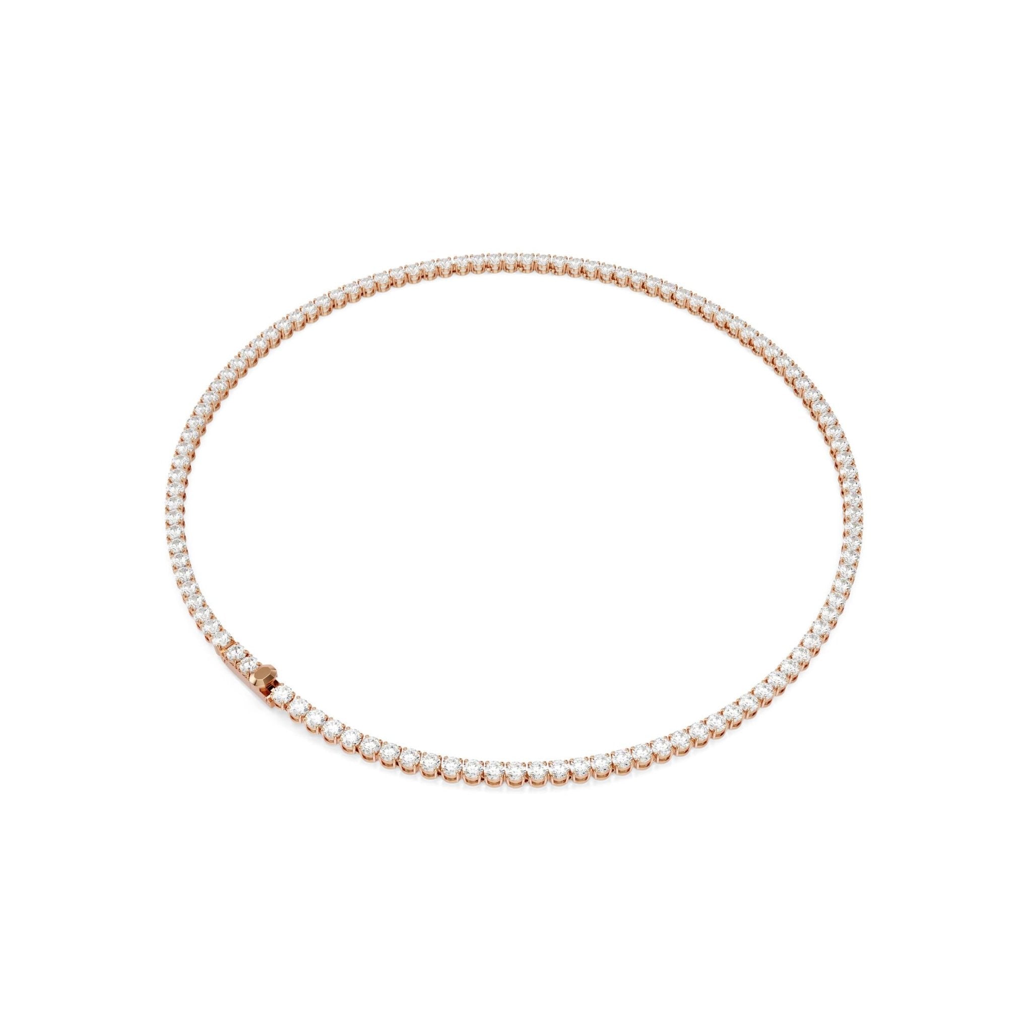 Matrix Tennis necklace, Round cut, White, 18K rose gold finish -Swarovski
